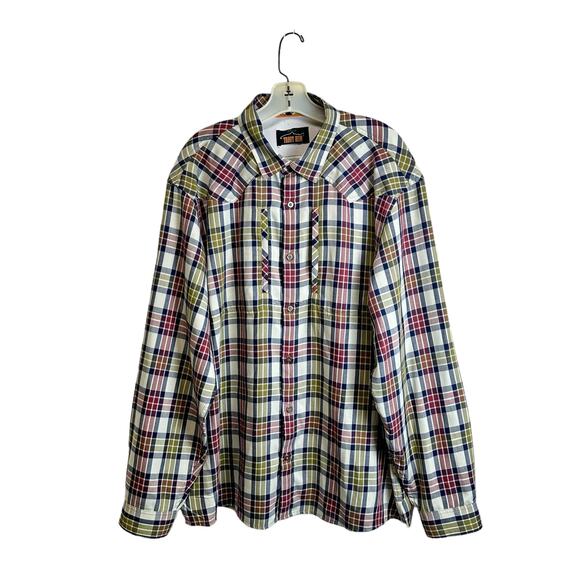 Orvis Trout Bum Plaid Fishing Shirt Mens Size L Blue Green Outdoors Zip Pockets‎ - Picture 1 of 10